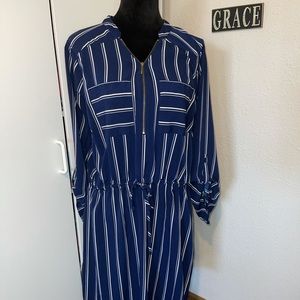 🌞 Navy Blue with White Stripes Dress 1XL